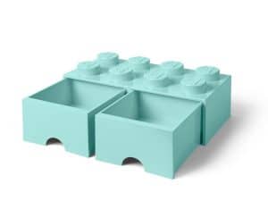 ladrillo de almacenamiento con cajones azul aguamarina claro de 8 espigas lego 5006182